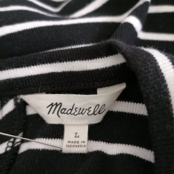 Madewell Womens Black & White 3/4 Sleeve Round Neck Striped T-Shirt Dress Size L - Picture 5 of 7